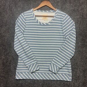 Chaser Blue White Striped Knit Pullover Large Long Sleeve Casual Comfort